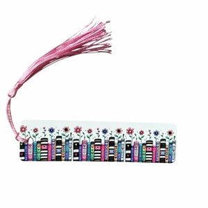 Floral Bookmark with Pink Tassel